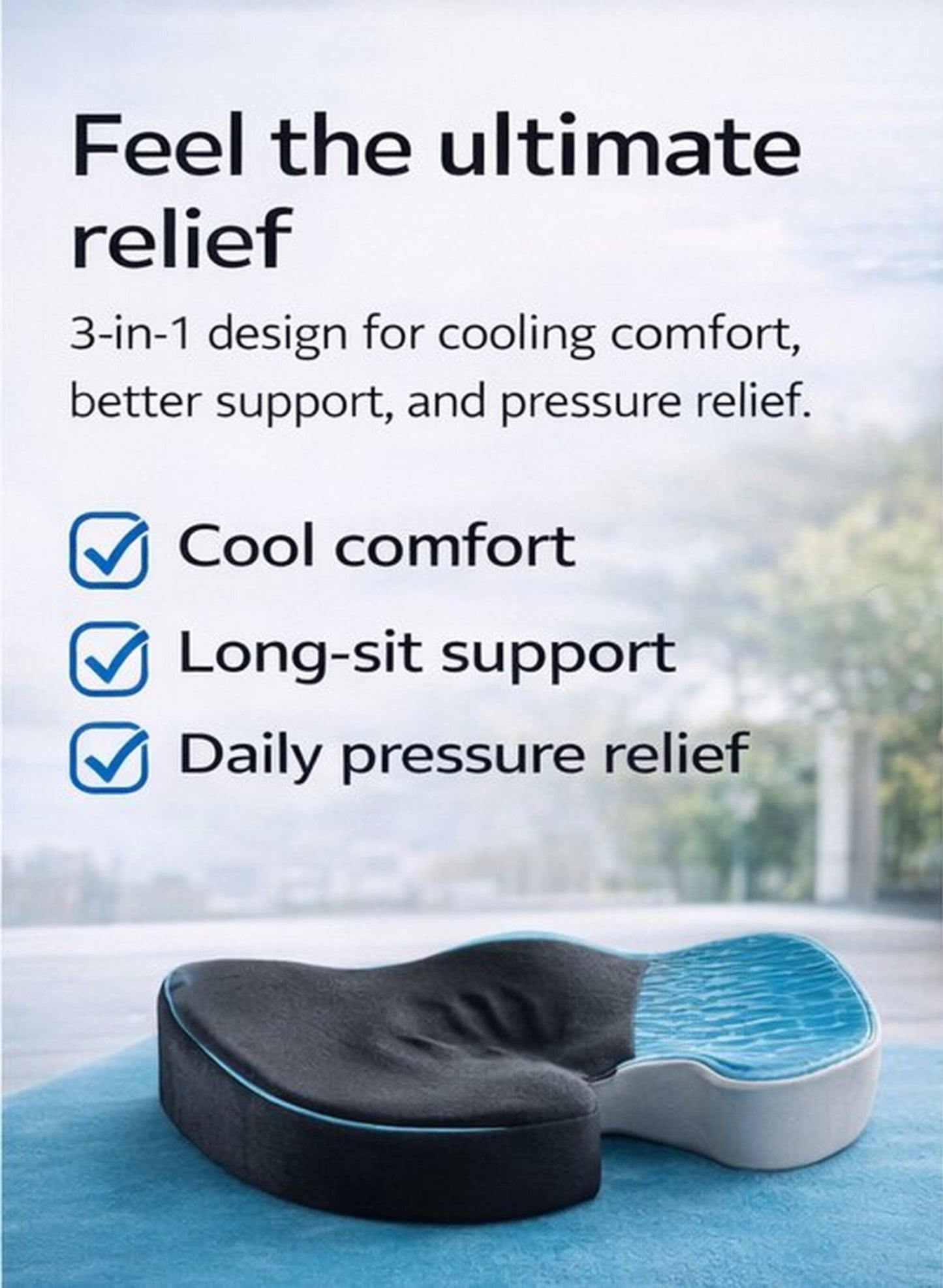 Sit Better — Comfzy Cooling Gel Cushion